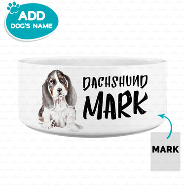 Personalized Dog Gift - Cute Dachshund Portrait For Puppy Lovers - Pet Bowl